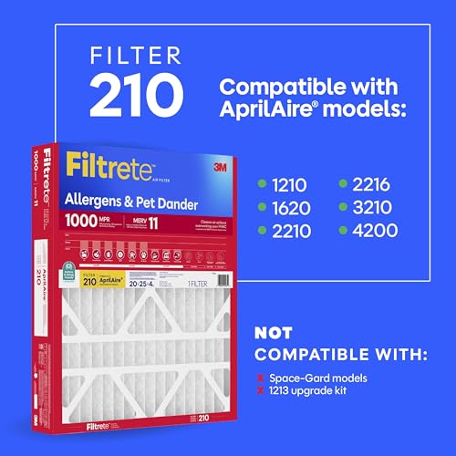 Image of Filtrete 210 Air Filter Replacement, MERV 11, MPR 1000, 1 HVAC Filter | Allergens & Pet Dander, Designed To Fit Systems Using AprilAire 210 Replacement Filters, 12-Month AC /Furnace Filter