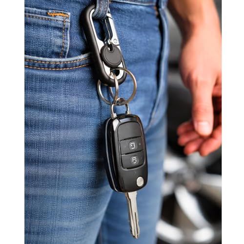 Image of THE MEN THING - Stylish Multicolor Stainless Steel Keychain for Men & Boys (BLAZE CLIP BLACK - Black)