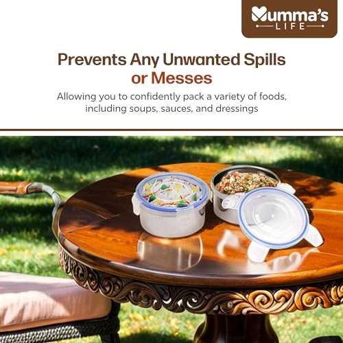 Image of Mumma's LIFE Stainless Steel Lunch Box Suitable for School, Offices and picnics(280 ML) (Black) (SMILEY)