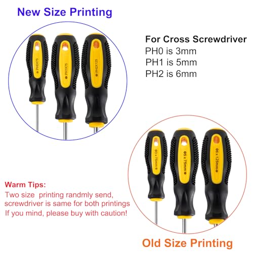 Image of HPMAISON 7pcs Screwdriver Set, Chrome Vanadium Steel Magnetic Screwdriver with 3 Flat Head (4x75mm /5x75mm /6x125mm) & 4 Cross Head (3x75mm /4x75mm /5x75mm /6x125mm), Heavy Duty Screwdriver Tools