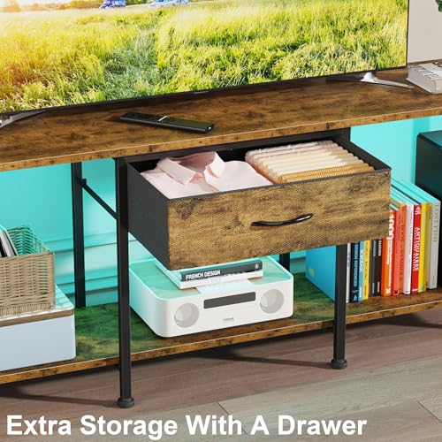 Image of GYIIYUO 55 inch TV Stand for 65 /60 /55 Inch TVs, Rustic Brown
