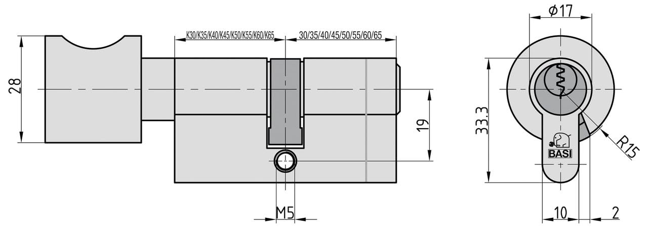 BASI | AS Schließzylinder | gleichschließend und frei kombinierbar | Viele Längen verfügbar | Profilzylinder für Haus und Wohnung | Knaufzylinder A:K40 mm B:40 mm