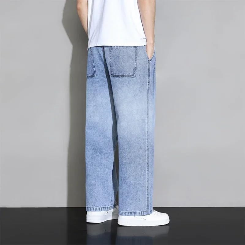 Autumn Wide Leg Jean Pants Men Loose Casual Cotton Straight Trousers2