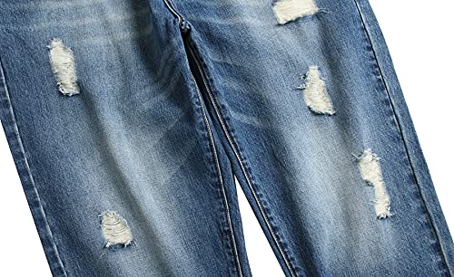 Ahabikas Men's Ripped Jeans Slim Fit Jeans For Men(Dark Blue Ly035,40) #TOP3