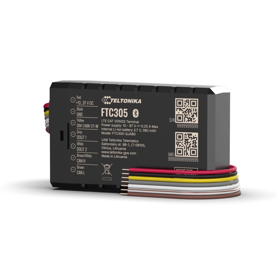 Teltonika FTC305 - Localizzatore GPS 4G LTE Cat 1 per veicoli elettrici, lettura CAN Bus, design compatto OEM