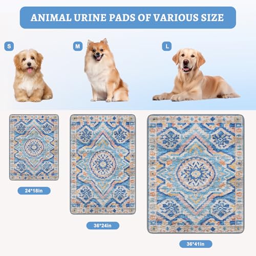 Image of NOYAL Bohemian Washable Dog Pee Pads - Super Absorbent Reusable Puppy Training Pads with Stylish Prints | 100% Waterproof, Leak-Proof & Non-Slip Pet Housebreaking Pads for Indoor 2 Packs