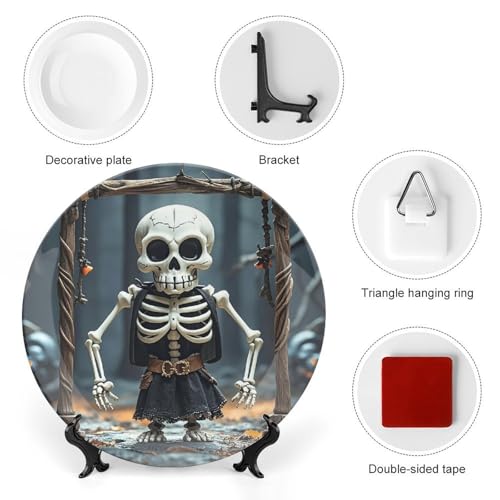 Plato decorativo de porcelana con diseño calavera 6 pulgadas miniatura 3