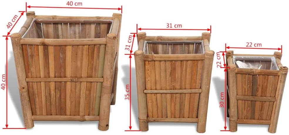 vidaXL Raised Bed Set of 3 Natural Bamboo Bamboo