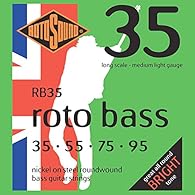 Rotosound Electric Bass Strings Roto Bass, Made in UK Nickel-plated version of the Swing Bass strings WITHOUT silk winding at the ends of the strings. cheap quality strings Long scale (34"/860mm) - also suitable up to medium (32"/810mm) Rotosound Str...