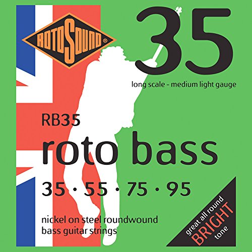 Rotosound Roto Bass Jeu de cordes pour basse Nickel Filet rond Tirant medium light (35 55 75 95) (Import Royaume Uni) - Les Beatles, Paul McCartney, John Lennon, RIngo Starr, George Harrison Rotosound Roto Bass Jeu de cordes pour basse Nickel Filet rond Tirant medium light (35 55 75 95) (Import Royaume Uni)