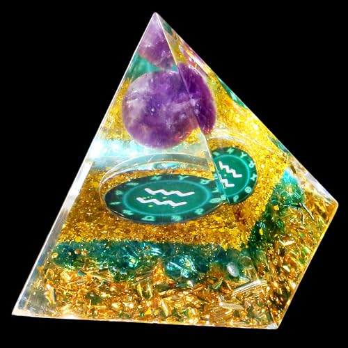 Sahoottie Aquarius Crystal Pyramid Ogan Chakra Positive Energy Tower Healing Crystals Tower Orgonite Pyramid Crystal Aquarius Gifts for Birthday Christmas Spiritual Gifts for Women Men