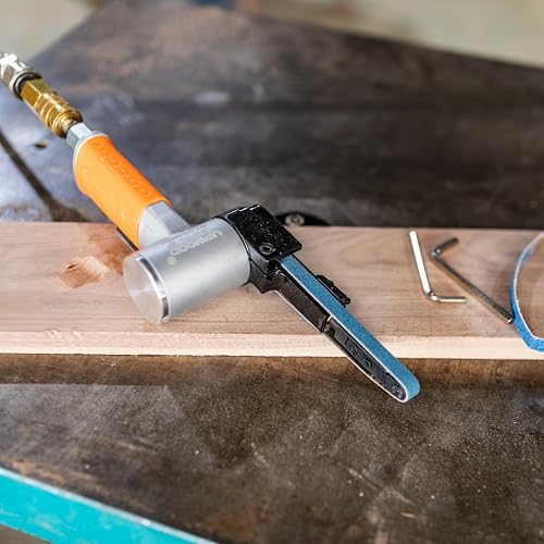 Image of Air Belt Sander 3 /8 inch x 13 inch Belt Size Pneumatic Tool with 12pc Belts (#40, #60, #80 & #120), Good for Deburring, Sanding and Finishing (3 /8 inch x 13 inch Sander)