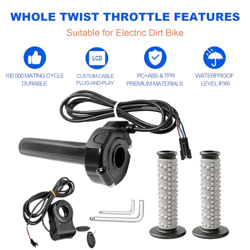 Image of Full Twist Throttle for Ridstar Q20, Surron Throttle with Ignition Switch, Ebike Throttle Grips Cable Kit Compatible with Ridstar Q20 Electric Dirt Bike