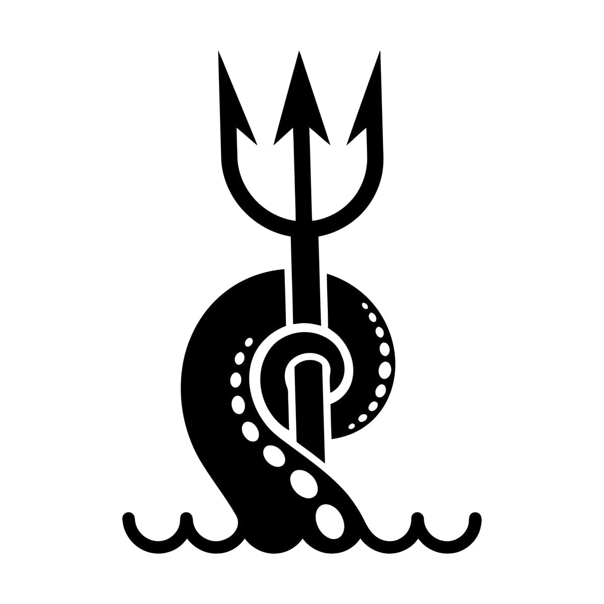 Vinyl Wall Decals Tentacles Octopus Sea Animal Nautical Trident 54x74.3cm Multi Color Selection Large Black โ image 1