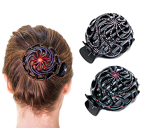 Bun Cover Hair Holder, Hand Crafted Hair Clip. this Attractive Hair Accessory can be used as a Bun Maker or a Hair Grip. Hair Styling for Women for Thick and Thin Hair. 2 Pcs Uniquely Hand Painted.