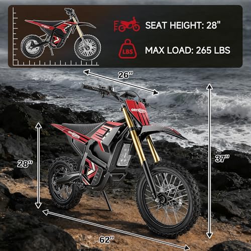 Oryxearth Electric Dirt Bike, 3000W Peak Motor 31mph Electric Motorcycle for Teens Adults, 48V 20Ah Removable Battery, Dual Hydraulic Brakes, Front & Rear Suspension Off-Road Ebike with 3-Speed Modes — view 2