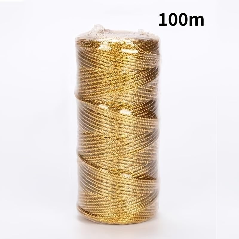 Golden Hand-Woven Rope - DIY Christmas Decoration Rope, Suitable for Gift Wrapping, Hanging Decorations, and Party Supplies