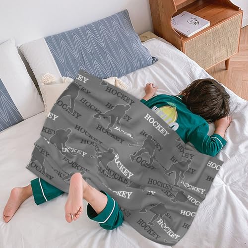Image of Hockey Baby Blanket 30 inchx40 inch - Grey Reversible Fleece Throw with Ice Hockey Design, Ultra Soft Plush Blanket for Crib, Stroller & Toddler Bed, Cozy Gift for Little Fans
