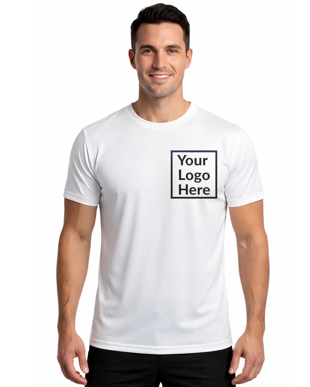 tunicart Customized Logo T-Shirt for Men & Women – Personalized Company Branding Tee | Cotton Blend Round Neck Half Sleeve Staff Uniform & Team Event Tshirt White-picture-38