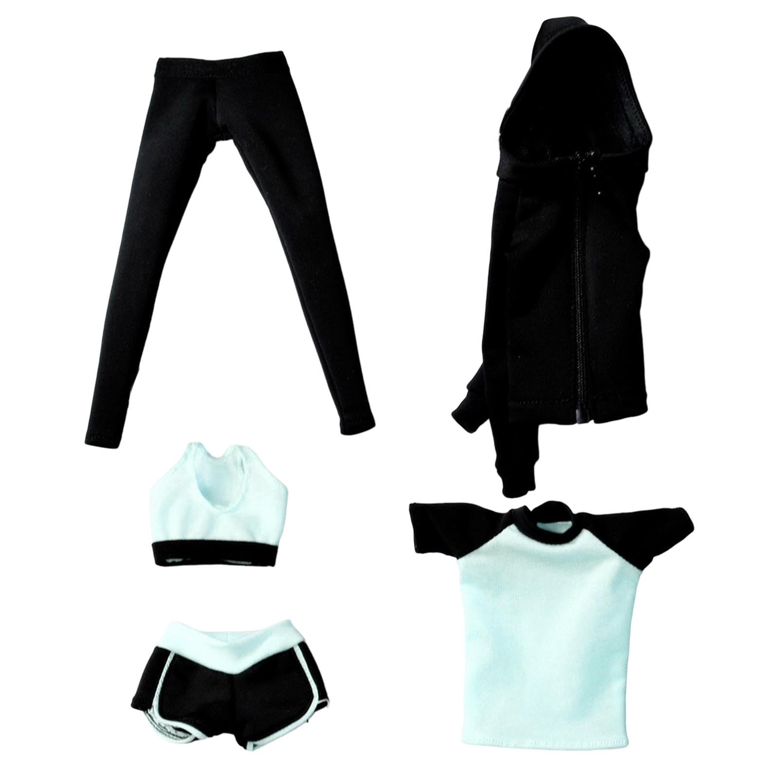 Milageto 5 Piezas Sudadera para Muñeca 1/6 Conjunto Ropa Muñeca Deportiva Ropa para Figura Femenina con Tela Suave Fácil de Poner Y Quitar Adecuado para Colecc, Azul