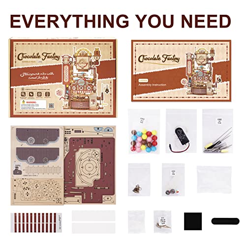 Robotime Wood Puzzles For Adults, Model Kits For Adults To Build Wooden Marble Run, Chocolate Factory Adult Toy Set #TOP7