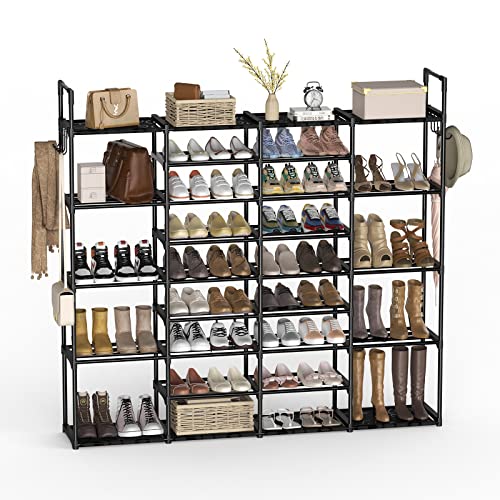 Wexcise Large Shoe Rack Organizer 9 Tiers 4 Rows For 64-72 Pairs Shoe And Boots, Tall Shoe Storage Metal Shoe Organizer Garage Shoe Storage Black For Entryway, Closet, Bedroom, Hallway #TOP6