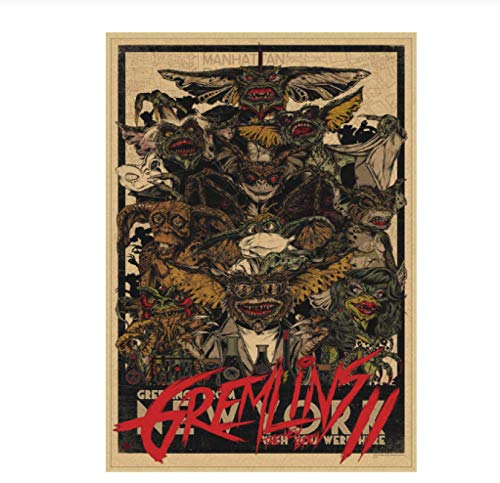 DPFRY Cuadro En Lienzo Fantasía Película De Terror Gremlins Póster E Impresión Estilo Retro Arte Decorativo De La Pared Pegatinas Carteles para El Hogar Kz861Xw 40X60Cm Sin Marco
