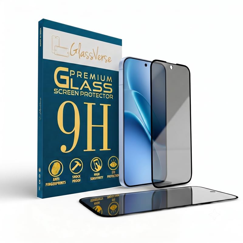 Image of GlassVerse Ultra Privacy Tempered Glass For IQOO Z11x 5G (Pack Of 2) with Free Installation Kit. Edge To Edge. (In-Screen FingerPrint Lock will not work with the Privacy Guard) - 6.78 inch