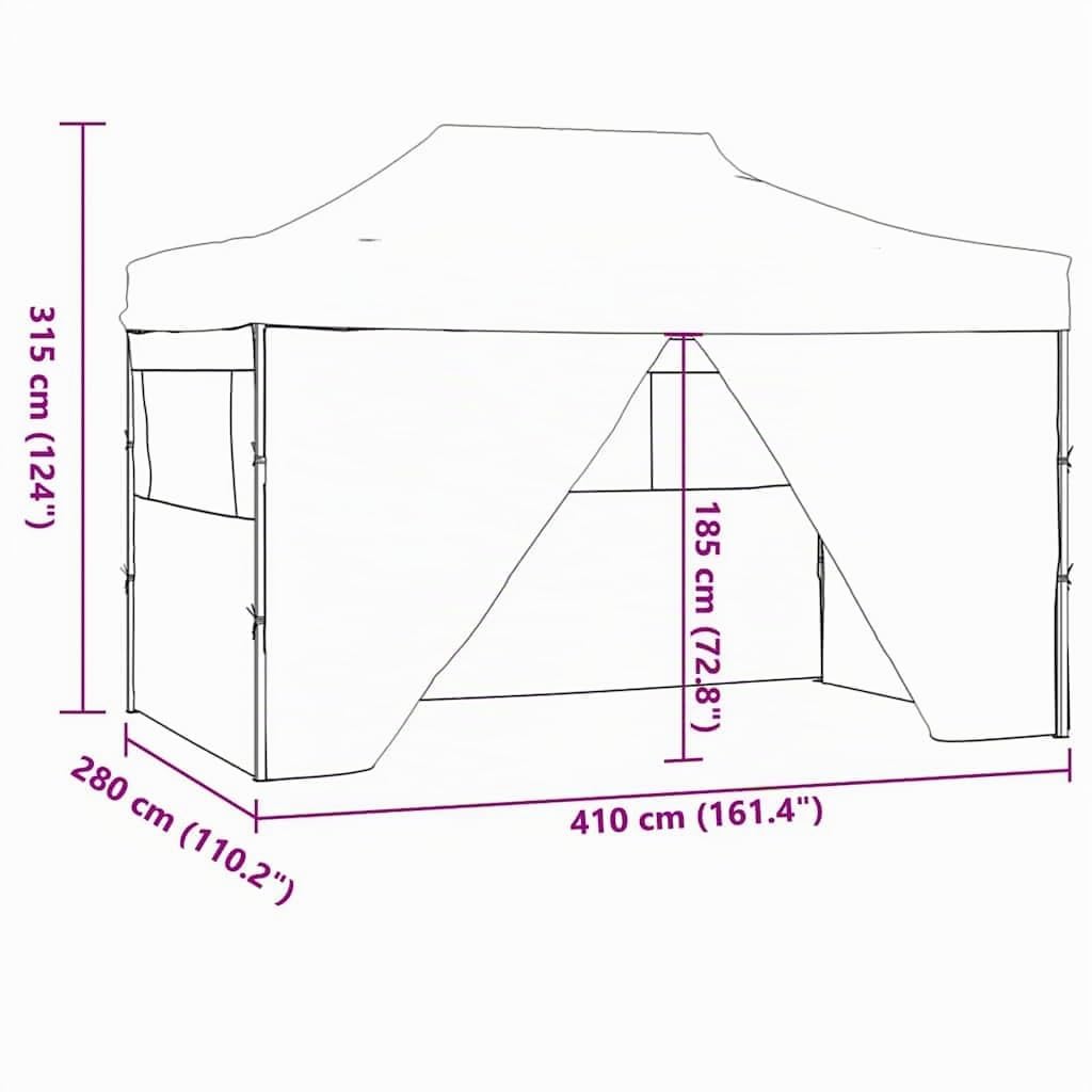 vidaXL Gazebo Professionale Pieghevole 4 Pareti 280x410x315 cm Acciaio