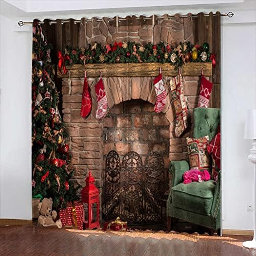 UTHTY Cortinas de ventana para dormitorio decoración de Navidad aislamiento térmico con ojales en la parte superior cortinas de ventana para sala de