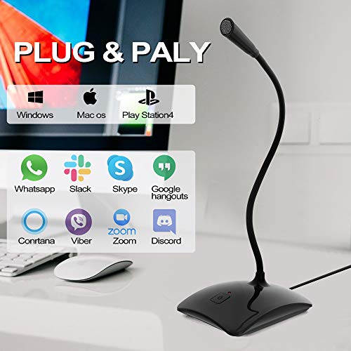USB Mikrofon PC Computer Standmikrofon, Plug & Play mit Stummschalttaste Microphone für Skype, Zoom, Spiele, Diktation… – Bild 3