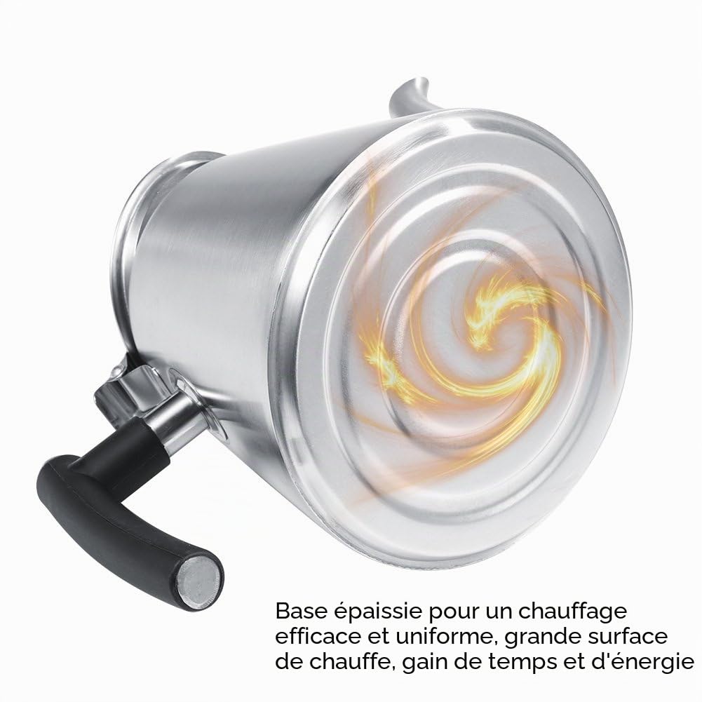 Théière, théière de 1,2 l de capacité en acier inoxydable cuisinière théière théière théière bouilloire résistante à la chaleur poignée en silicone à cuisson rapide (mat)