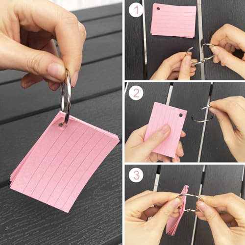 Chiluxendo 1000 Blätter Karteikarten A8, Moderationskarten, Lernkarten Flashcards, Vokabelkarten Bunt, Karteikarte mit 10 Binderingen, für Unterwegs Lernen Notizen Schule Büro Zuhause(10 Farben)