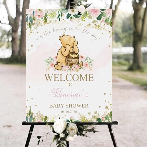 Personalized The Pooh Welcome Sign, Welcome To Baby Shower Sign, Bear Pooh Baby Shower, Winnie Pooh Gender Reveal, Pooh Birthday Decorations -10 -  SZ-HaNoi