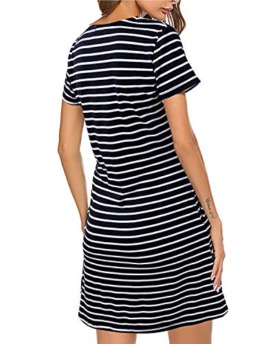 SOLERSUN Women's Casual T-Shirt    Dresses Long Sleeve Loose Swing Tunic Dress with Pockets (XXL, Black)