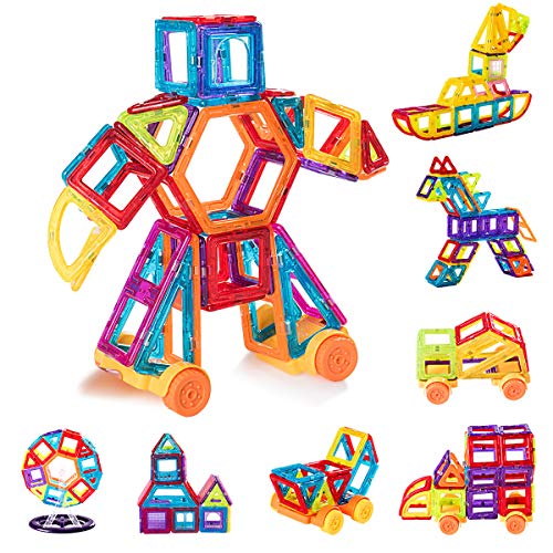 GOPLUS - Lote de 106 bloques de construcción magnéticos de colores, juegos de construcción con imán, juguete de construcción educativo y creativo, regalos para niños mayores de 3 años