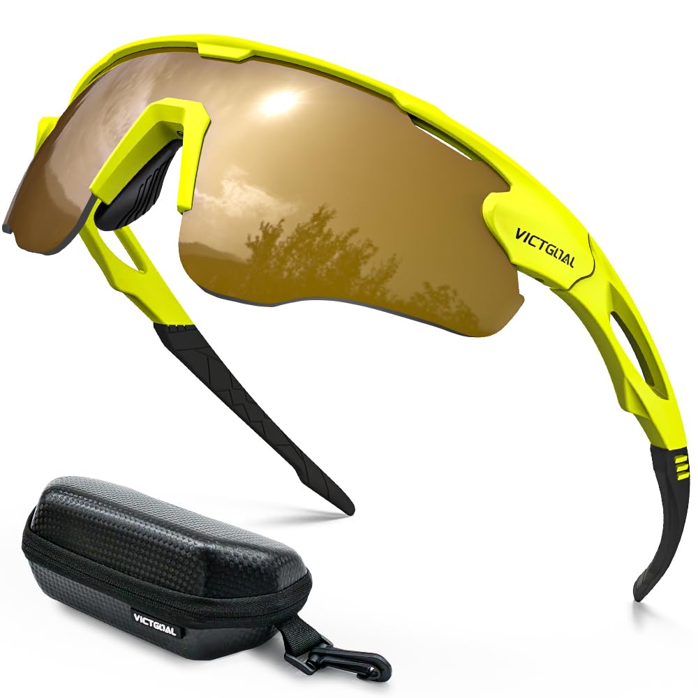 Victgoal Lunettes de cyclisme avec verres polarisés, protection UV400, anti-reflet, lunettes de soleil pour homme et femme, monture TR90, ultra légères, pour sports de plein air, cyclisme, course à