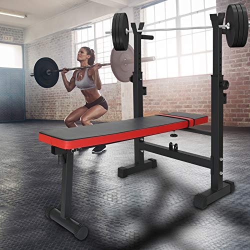 Halterbank en squatstandaard, verstelbaar, inklapbaar, dipstation, robuust, voor gewichtheffen, kantelen/kantelen, halters, training, workout, thuis, sportschool, eenvoudig op te bergen - Image 7