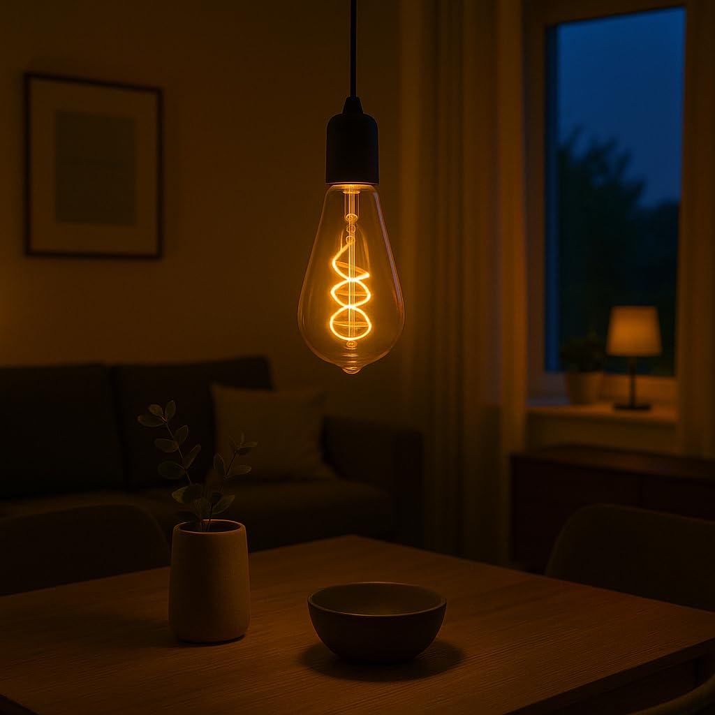 NCC-Licht 10 x LED Spiral Filament Glühbirne E27 Vintage Edison ST64 Rustika 5W Gold extra warmweiß 1800K dimmbar, Ersatz für 25W Glühlampe