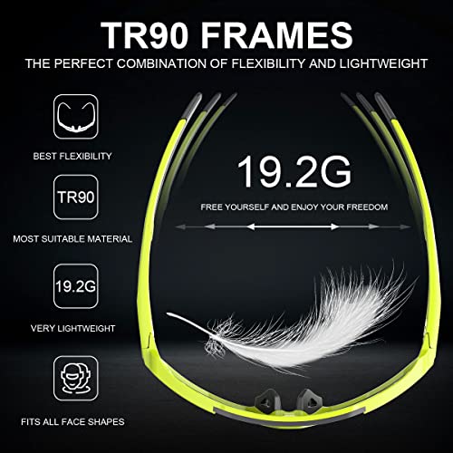 X-Tiger Polarized Sports Sunglasses With 5 Interchangeable Lenses,Mens Womens Cycling Bike Glasses,Baseball Running Fishing Golf Driving Sunglasses #TOP4