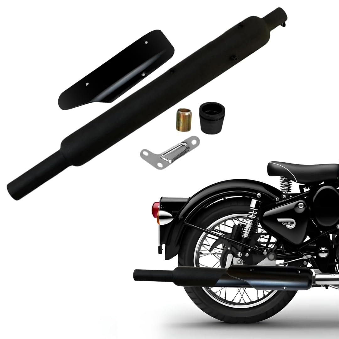 Long Punjab Silencer Free Flow For Loud Sound For Royal Enfield Classic 350-500cc, Bullet Standard 350-500cc, Thunderbird 350-500cc Electra 350cc. (BS3-BS4, Black)-image-49