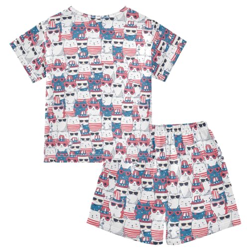 ALAZA Cool Cats Pajama Set Short Sleeve Sleepwear Soft Lounge Nightwear2