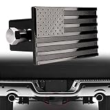 SomusenTrailer Hitch Cover, Heavy Duty 2" Inch Tow Rear Receivers Plug Covers Flag Metal Emblem Guar