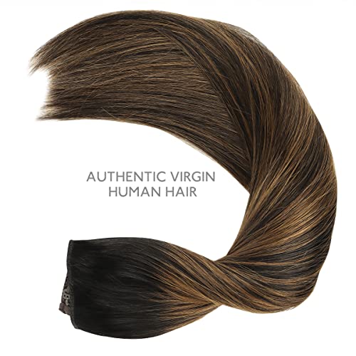 Image of WENNALIFE Wire Hair Extensions Real Human Hair 12 inch 70g Natural Looking Easy to Apply Reusable for Volume and Length Black Chestnut Brown Remy Hair Extensions Invisible Transparent Wire Real