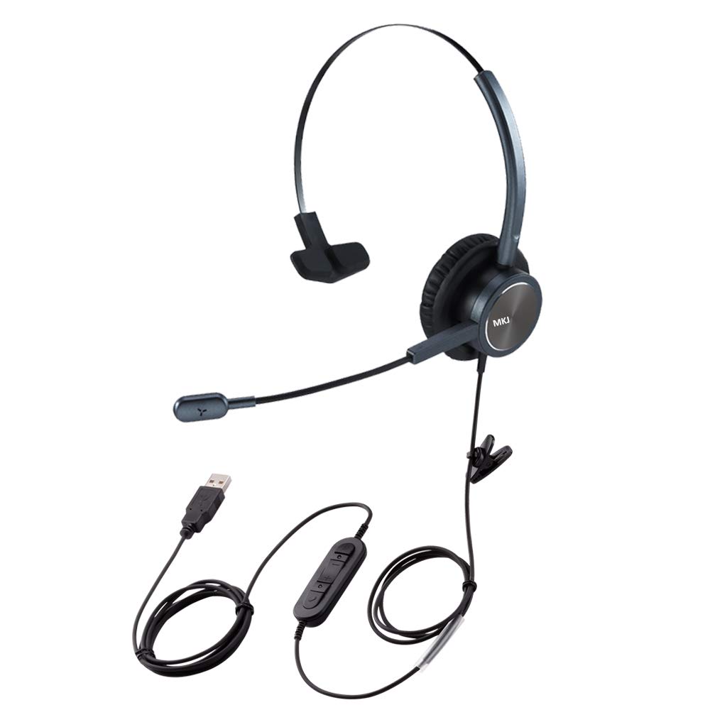 Buy MKJ USB Headset with Noise Cancelling Microphone Corded Computer