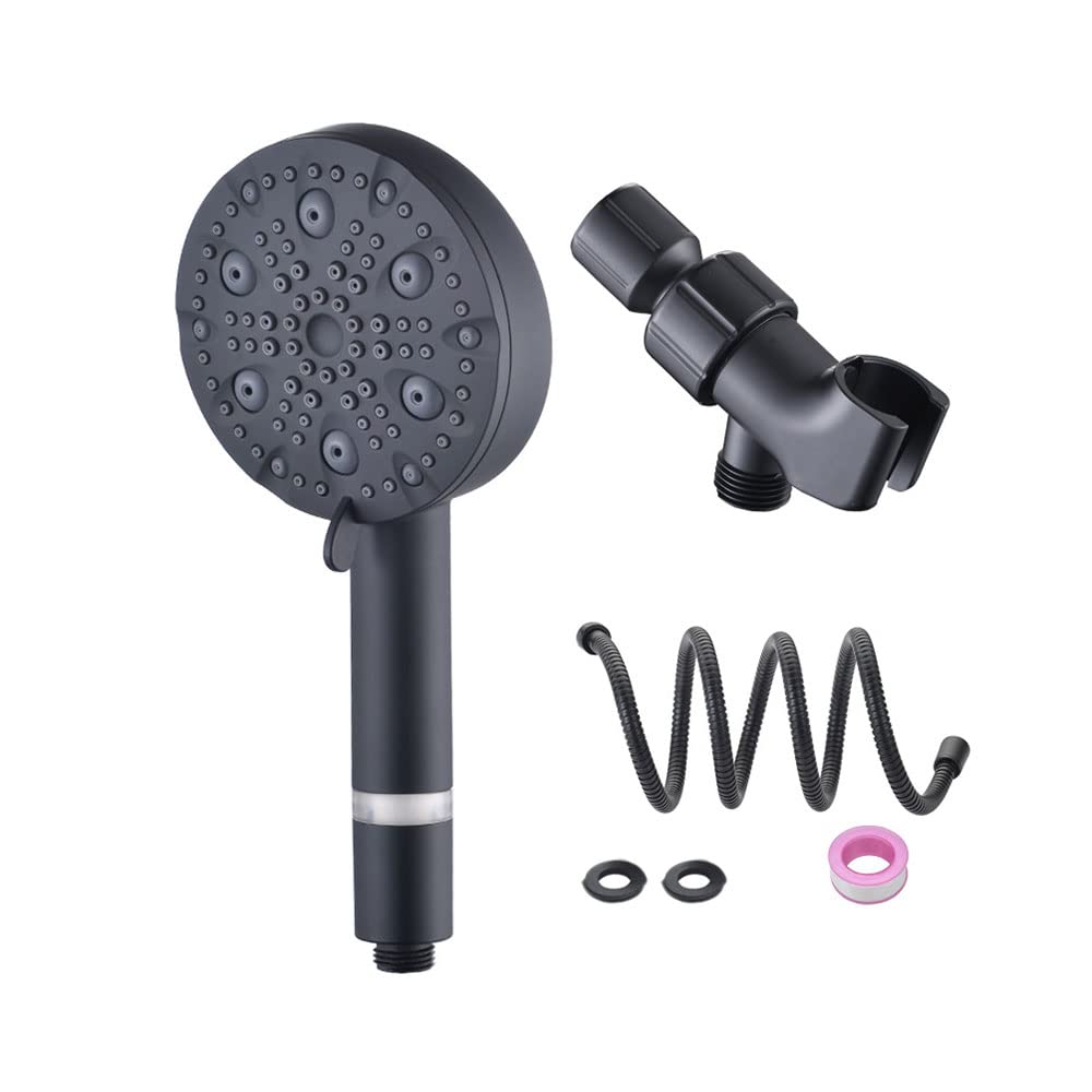 Set soffione doccia portatile a 9 funzioni, soffione doccia ad alta pressione Set soffione doccia portatile ad alto flusso, soffione doccia con filtro, con tubo da 59 pollici, staffa, nero opa