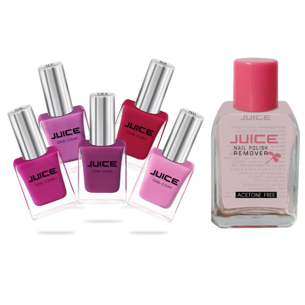JUICE Quick-dry, Long Lasting, Chip Resistant, Gel Finish, High Gloss, F&D APPROVED COLORS & PIGMENTS, 5 in 1 Nail Polish Combo 30 & 1 REMOVER-image-49