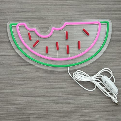 Image of Watermelon Neon Sign LED Neon Light Sign Handmade Lamp for Wall Room Party Home Bar Art Christmas Bedroom Table Wedding Party Desktop Decoration Teen Kids Birthday Holiday Gift USB Powered