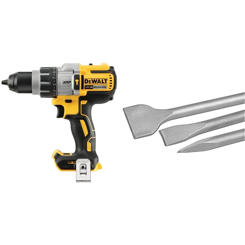 Perceuse percussion DeWalt 18V XRP et burins béton pour percer et démolir