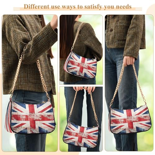 Image of Shoulder Bags for Women American US Flag Independence Day Patriotic Hobo Tote Handbag Small Clutch Purse with Zipper Closure